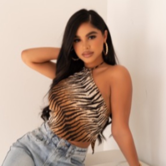 salty Tops - Satin tiger top